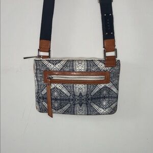 L.A.M.B Leather Gwen Stefani Geometric Patterned Messenger Crossbody Purse Bag